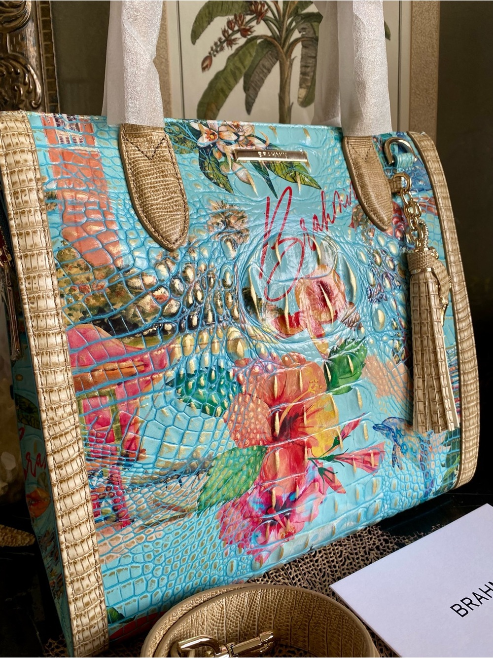 🌴🌸 NWT!! A BRAHMIN EXCLUSIVE! MULTI BANNER CAROLINE SATCHEL - Picture 12 of 13